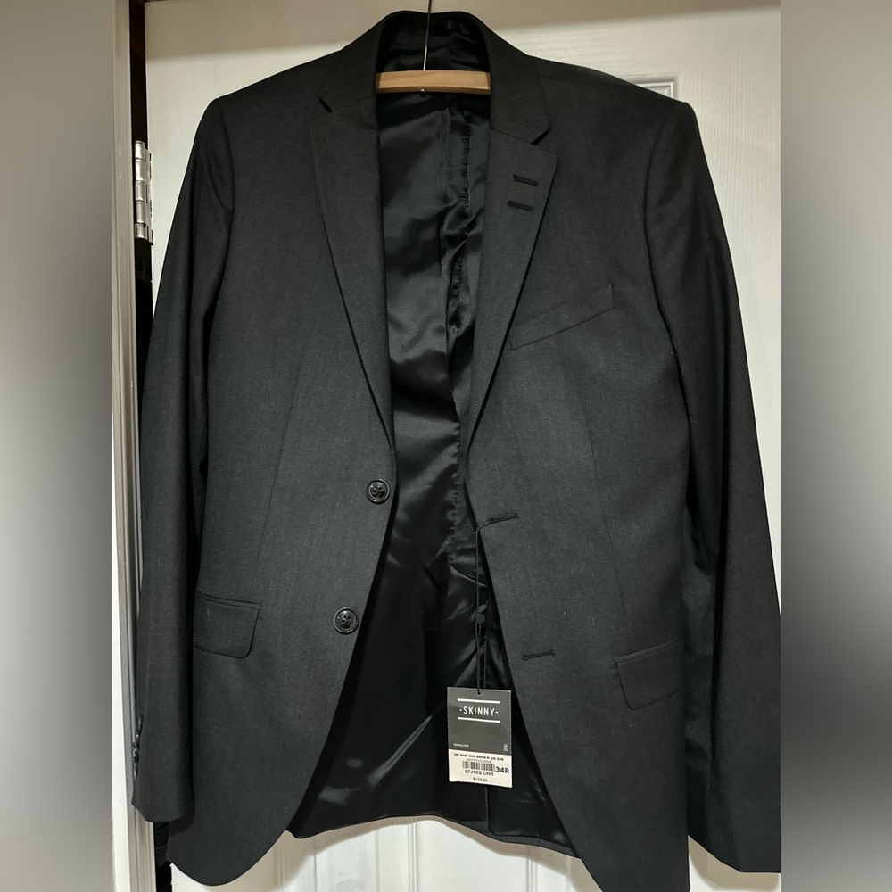 Size 34R Topman dark gray/black suit jacket. New with tags, never worn.